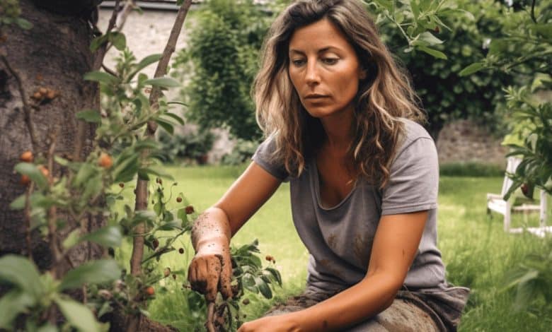 Une femme qui fait du jardinage