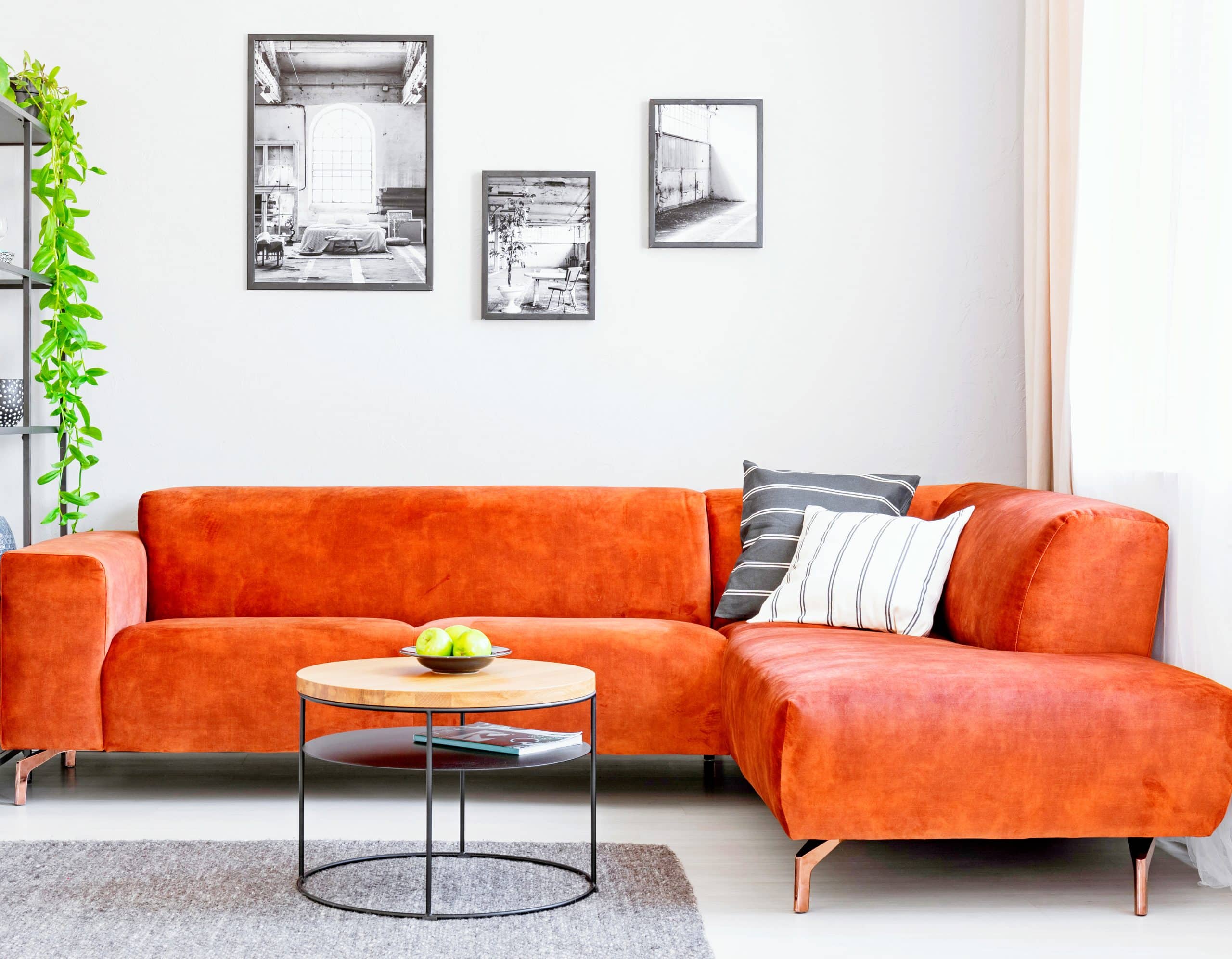 Canapé d'angle velours marron