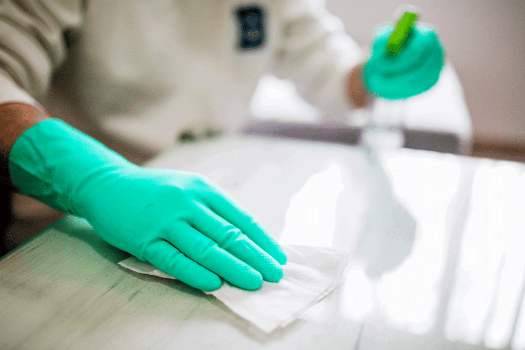 Gants et spray nettoyage