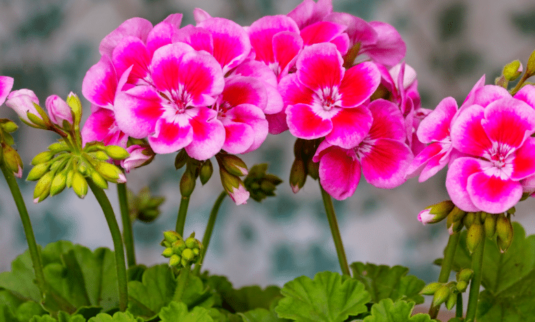 Géraniums en fleurs