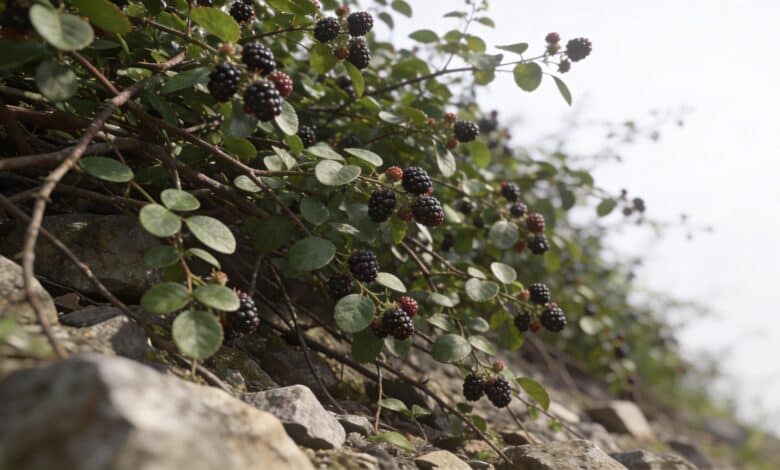 Buisson de murier de Chine couvrant un talus