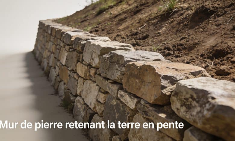 Mur de pierre retenant la terre en pente