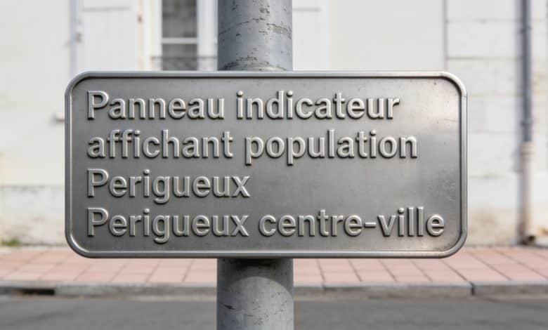 Panneau indicateur affichant population Perigueux centre-ville