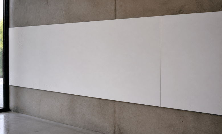 Panneaux blancs fixes directement sur mur sans profil metalique