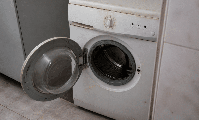 Machine a laver defectueuse affichant des signes d'usure