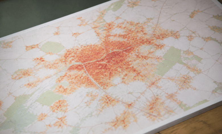 Carte de Troyes affichant la densité de population urbaine distribuée